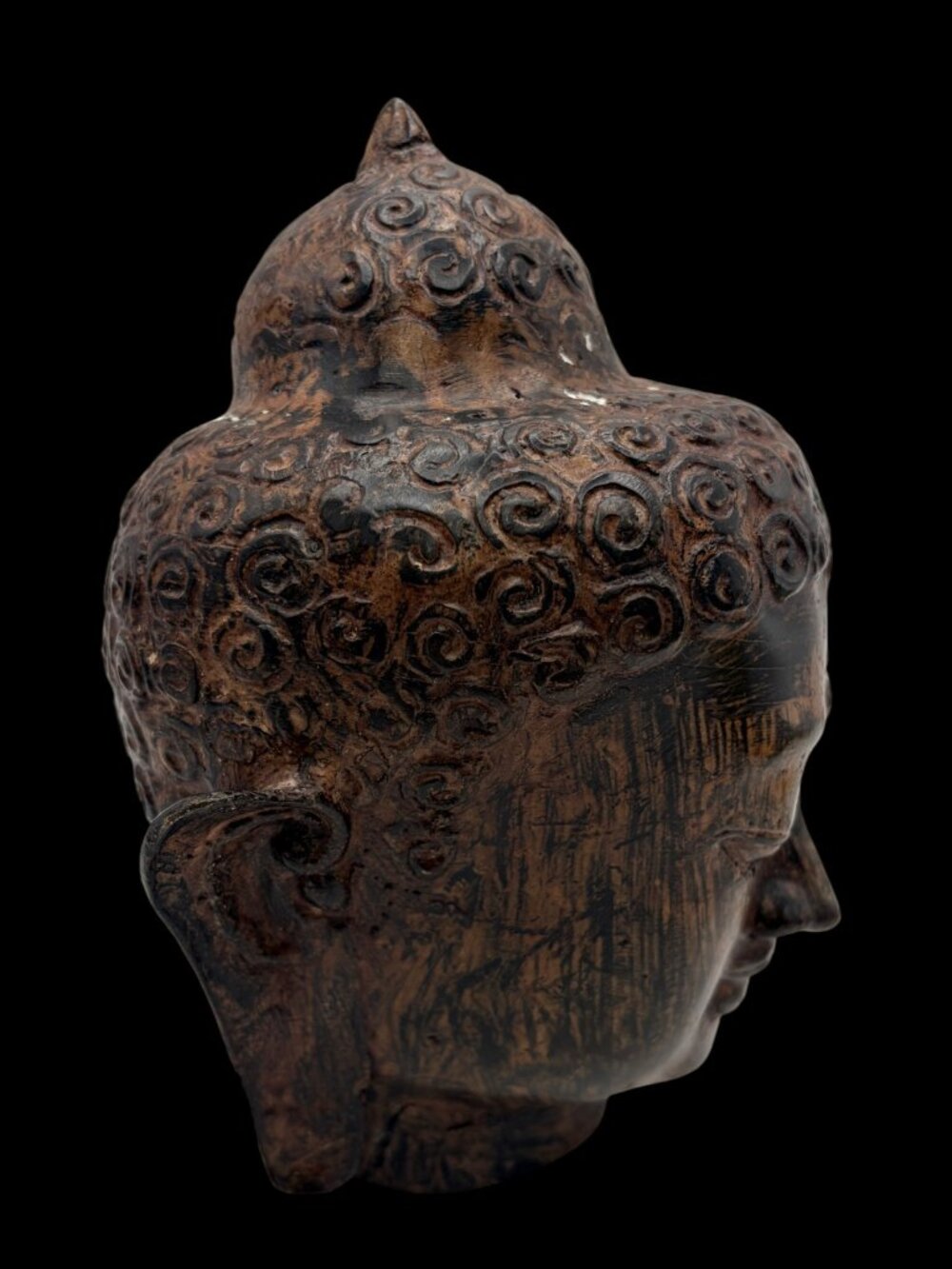 Antique Style Bronze Sukhothai Buddha Head Sculpture Statue Meditation Decor 7" - Picture 6 of 10